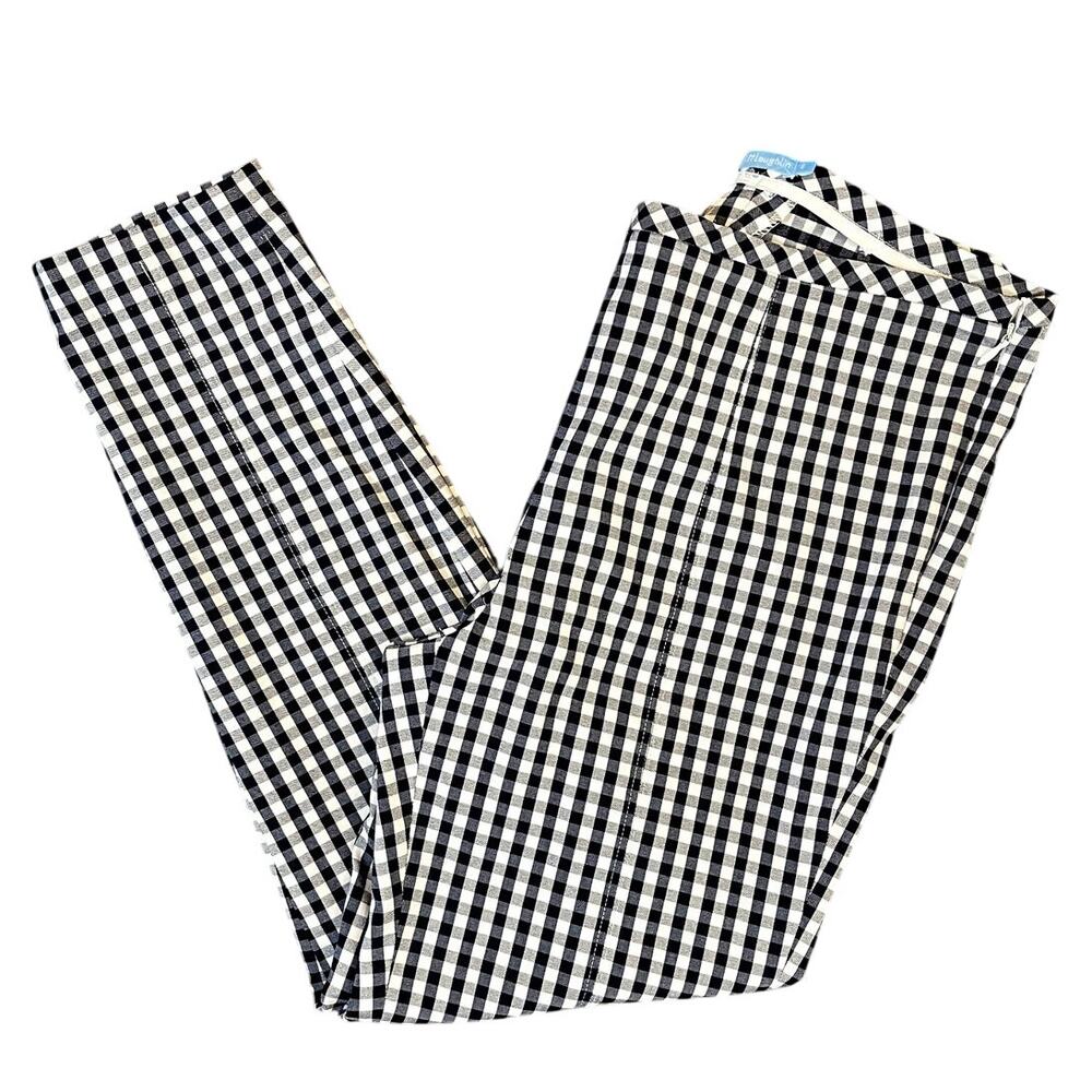 J.McLaughlin Pants Womens 6 Navy White Gingham Check Stretch Slim Ankle